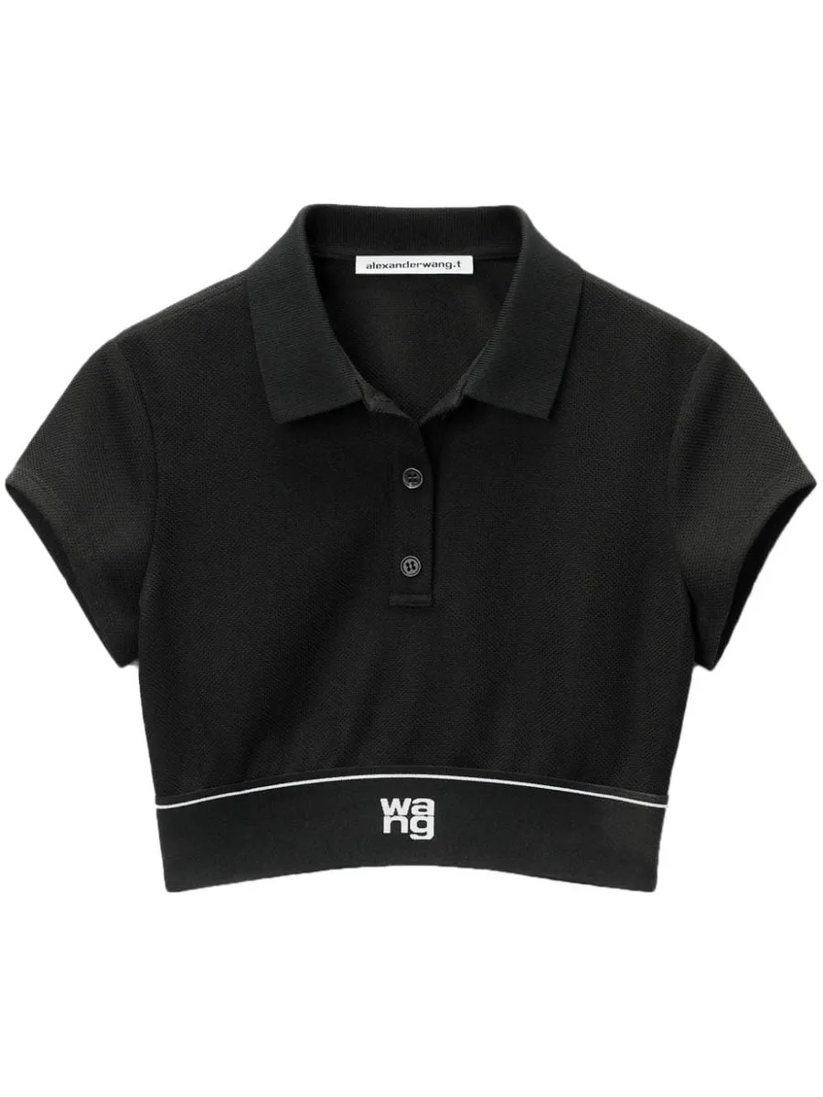 Alexander Wang    Alexander Wang Cheerleader Crop Polo Shirt