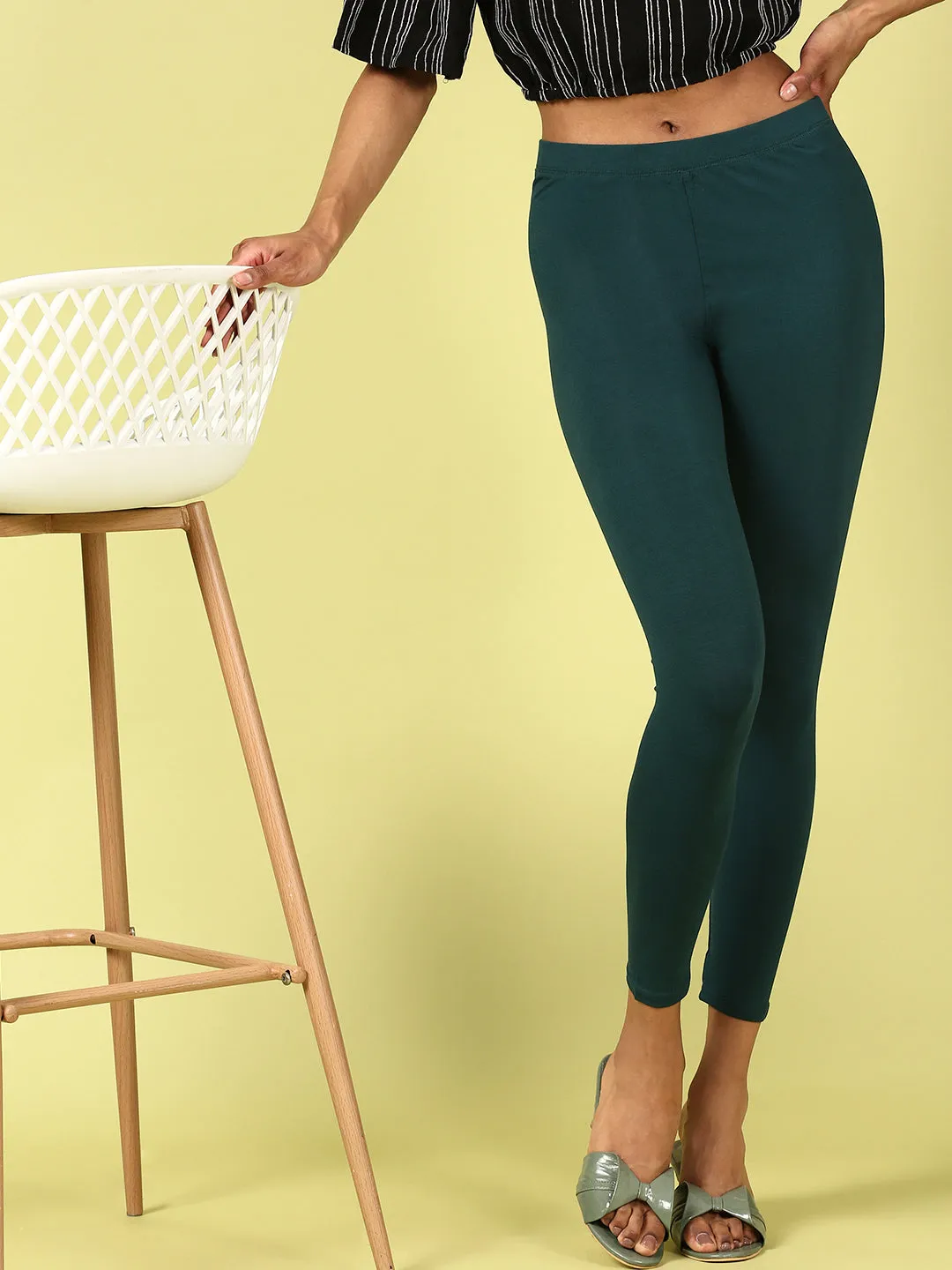 Ankle Length Leggings Viscose-Bottle green