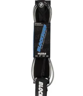 Blocksurf Ultra 9FT  Surfboard Leash  - Black Clear