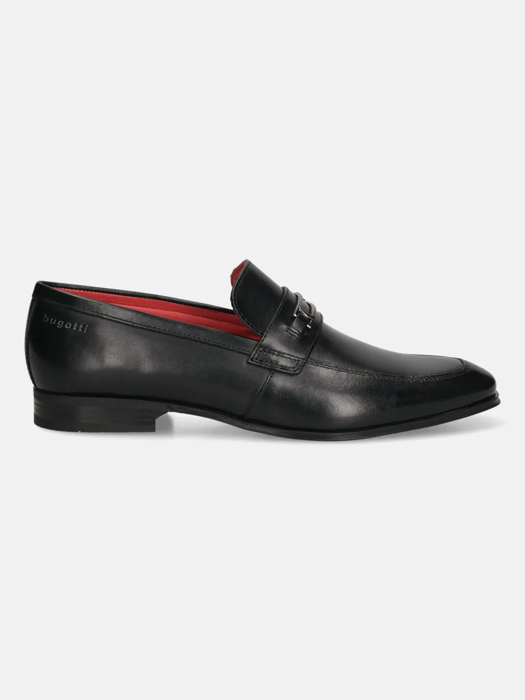 bugatti Black Premium Leather Slip-ons Formal
