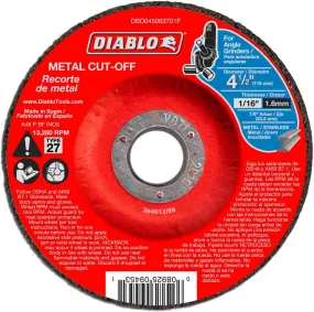 Diablo DBD045063701F 4-1/2 in.Metal Cut Off Disc - Type 27 (10-Pack)