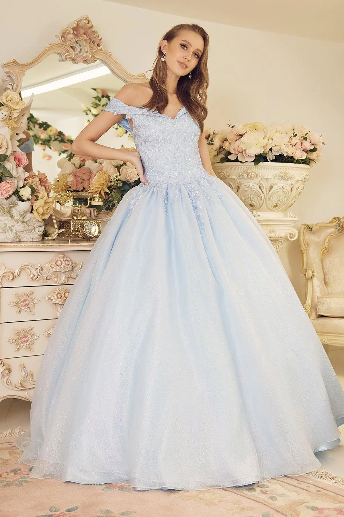 Nox Anabel CU1193 Long Off Shoulder Quinceanera Dress Ball Gown