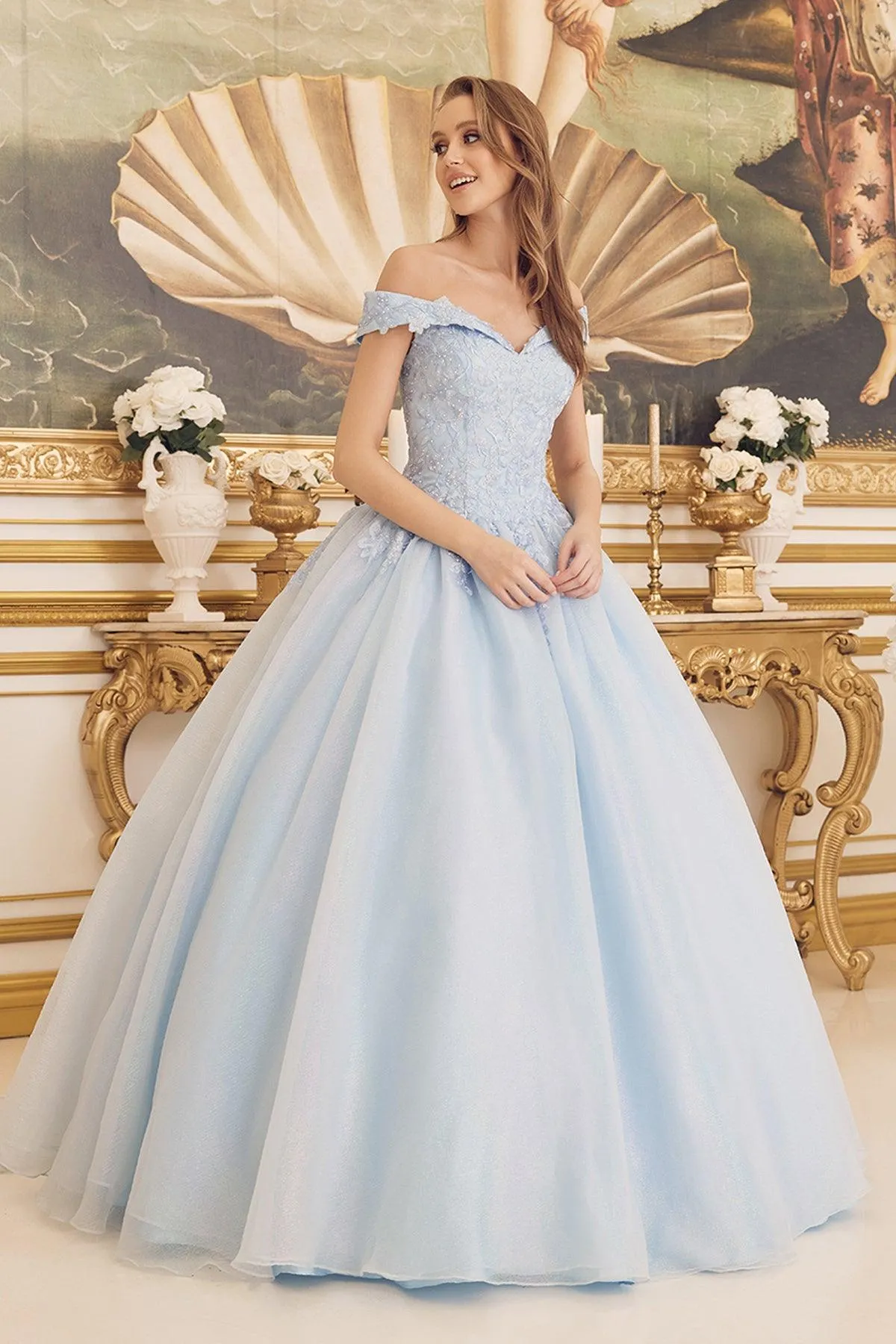 Nox Anabel CU1193 Long Off Shoulder Quinceanera Dress Ball Gown