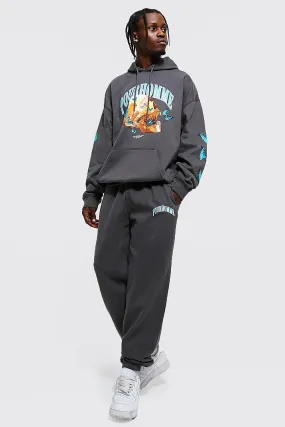 Oversized Pour Homme Skull Hooded Tracksuit | boohooMAN UK