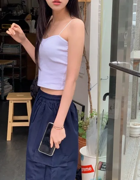 SHOPPERLAND  |Casual Style Street Style Plain Cotton Cropped Tops
