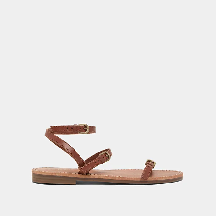 Straps sandals in cognac leather