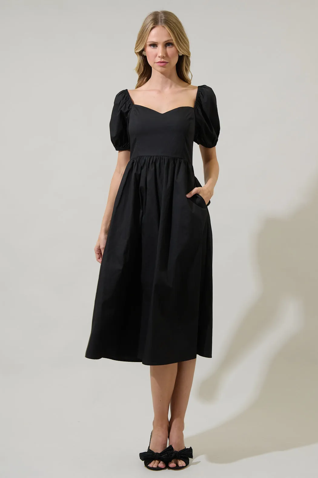 Sun City Alessi Puff Sleeve Midi Dress