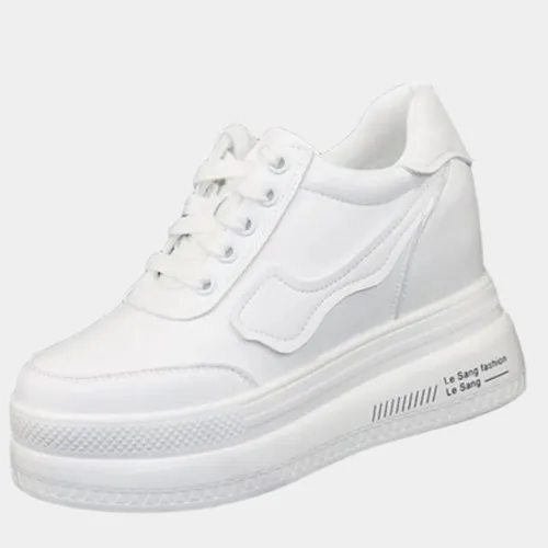 White Platform Wedge Sneakers