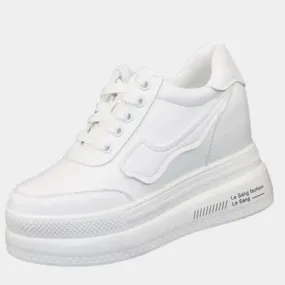 White Platform Wedge Sneakers